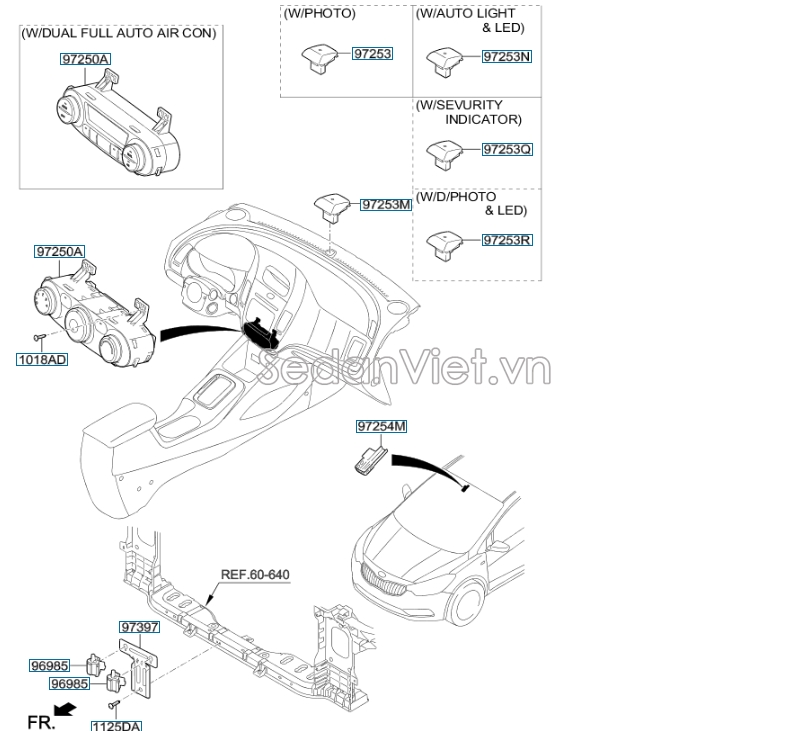 Cảm biến nhiệt độ ngoài trời Hyundai Santafe 2017