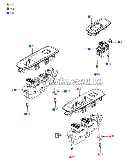 Công tắc lên xuống kính đơn Mazda BT-50 2016