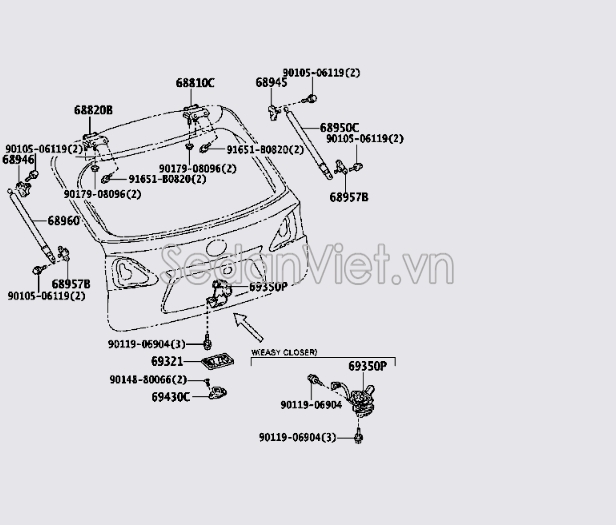 Ty chống cốp hậu Lexus RX450H 2009-2012