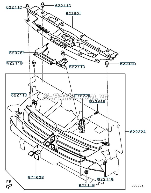 Ốp che khóa capo Mitsubishi Outlander 2017