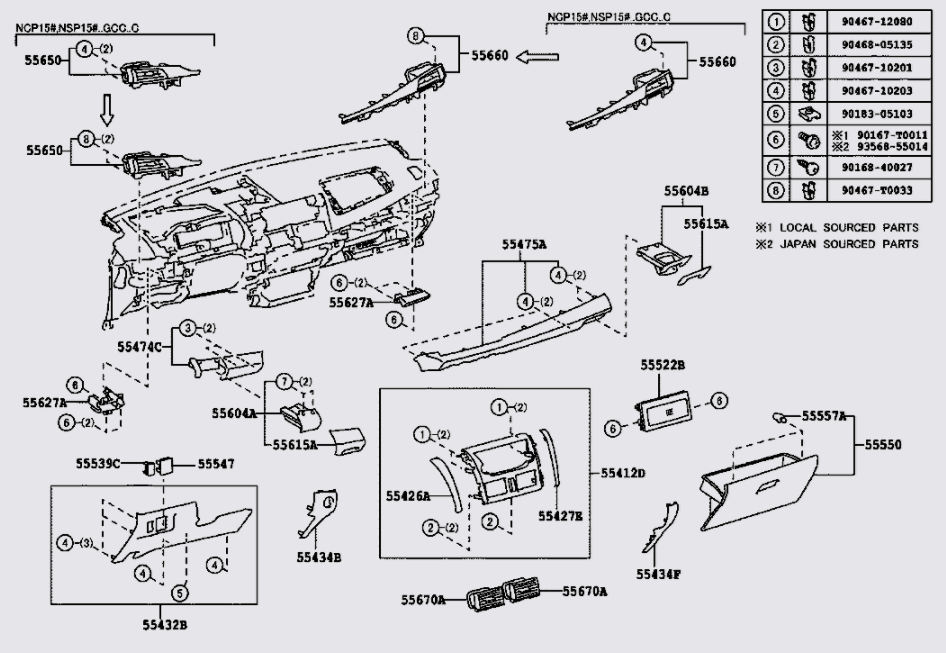 Cốp đựng đồ trong xe Toyota Vios 2014-2016