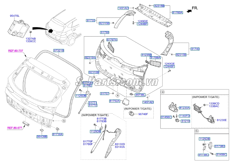 Nhựa ốp góc trang trí cốp hậu Hyundai Tucson 2019-2021