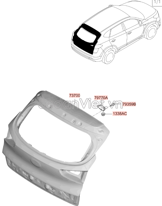 Bản lề cửa hậu Hyundai Tucson 2015