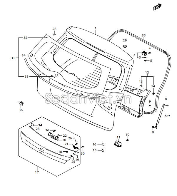 Nẹp cốp hậu Suzuki Vitara 2016