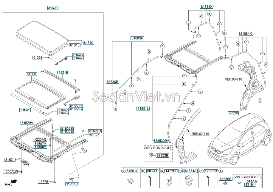 Kính cửa sổ trời KIA Morning 2012-2014