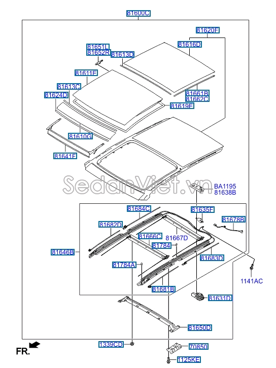 Kính cửa sổ trời Hyundai Tucson 2010-2012