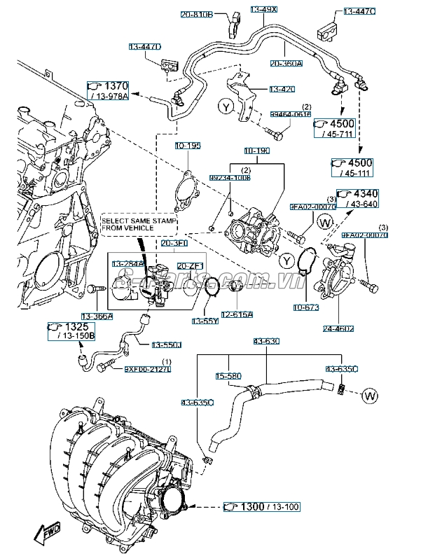 Bơm chân không Mazda 2 2015-2017