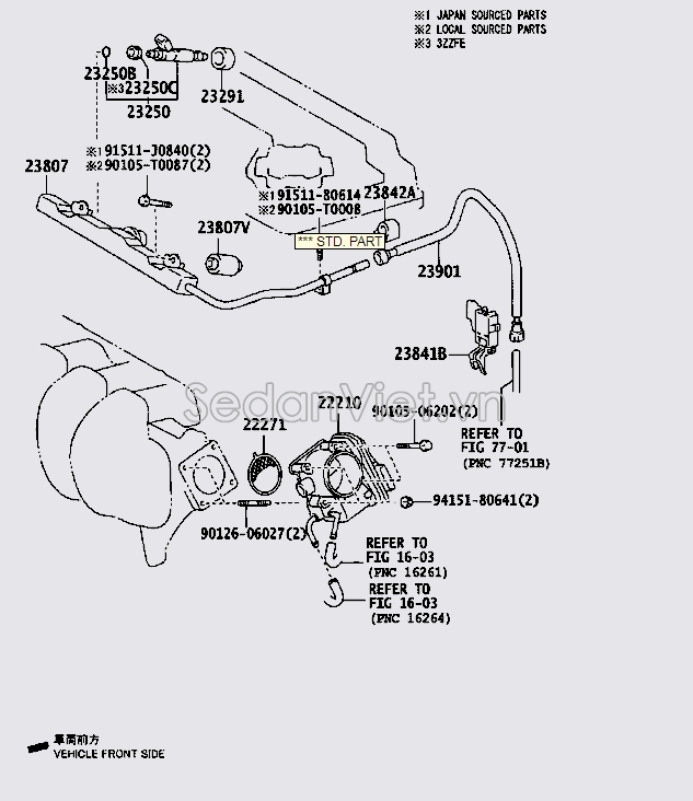 Ống dẫn nhiên liệu Toyota Corolla Altis 2008-2010