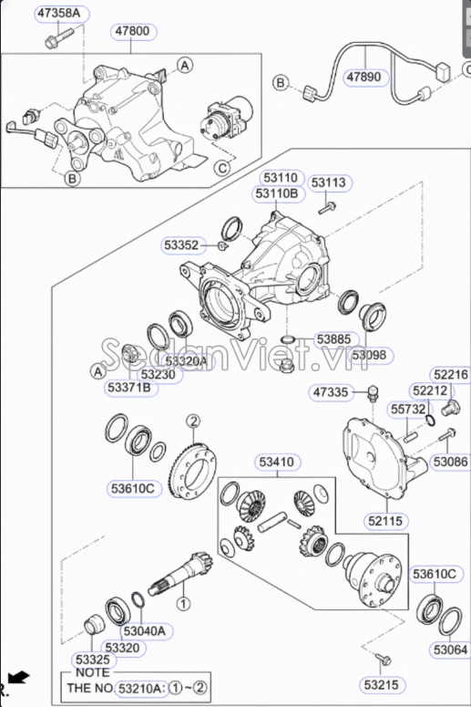 Cụm cài cầu sau Hyundai Santafe 2013-2015