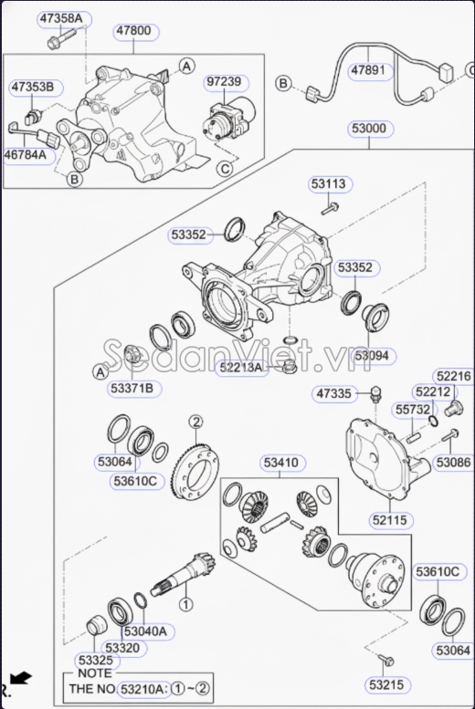 Cụm cài cầu sau Hyundai Santafe 2013-2015