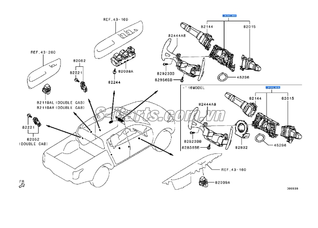 Công tắc nâng hạ kính cánh cửa đơn Mitsubishi Mirage 2017