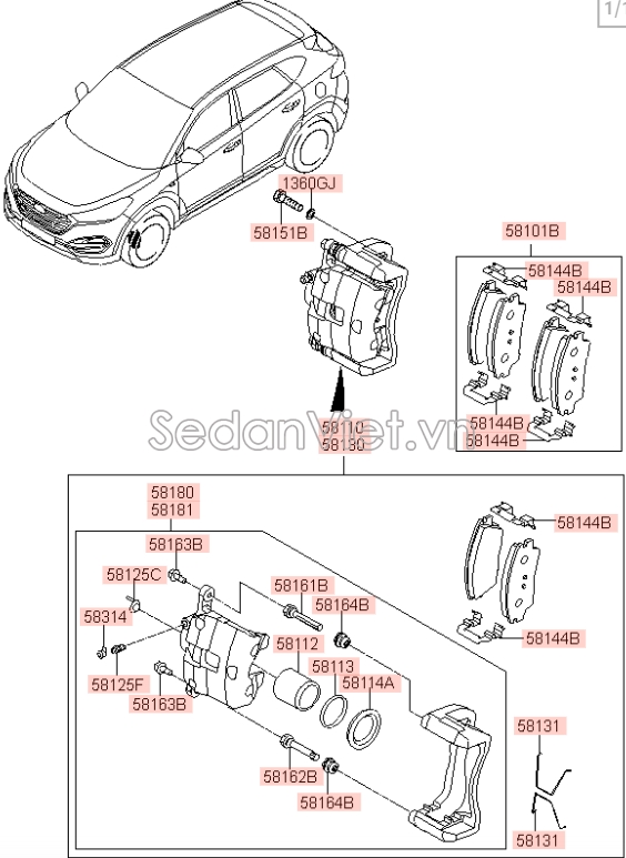 Piston phanh trước KIA Rondo 2017