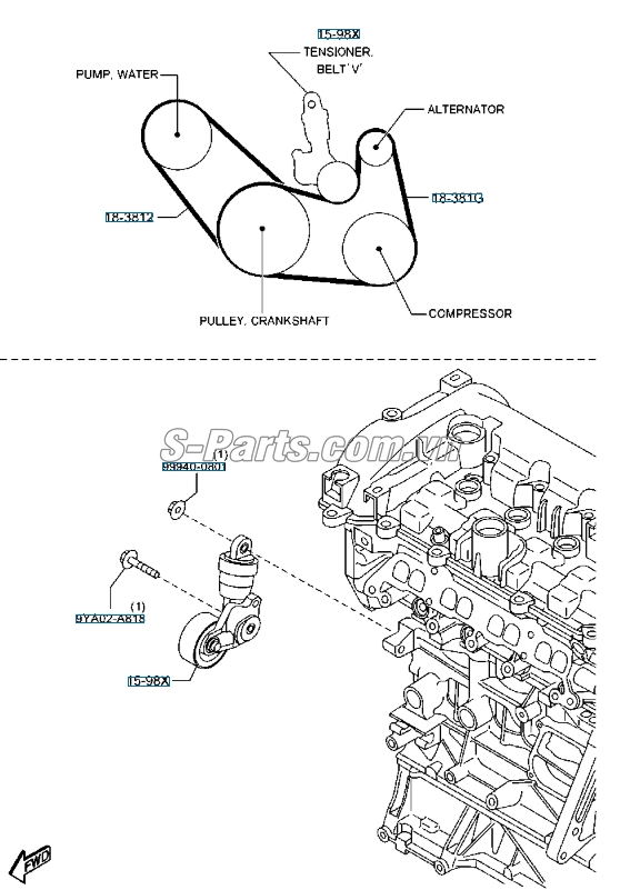Dây curoa bơm nước Mazda CX-5 2012-2015