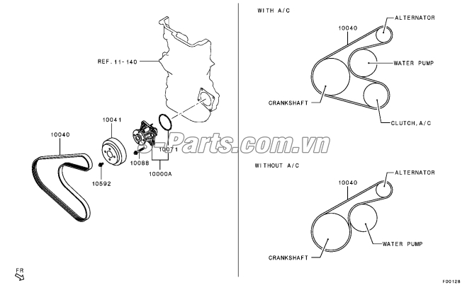 Bơm nước động cơ Mitsubishi Attrage 2014