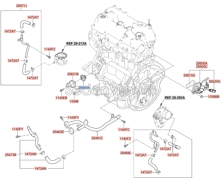 Cảm biến báo nhiệt độ nước Hyundai Santafe 2013-2015