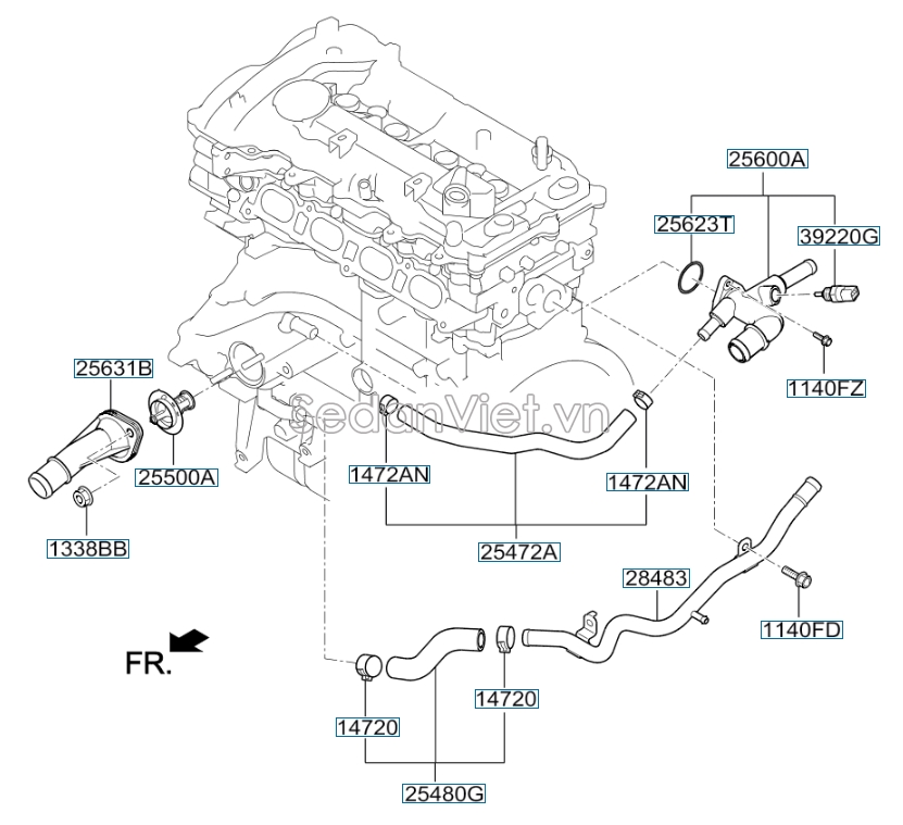 Cảm biến báo nhiệt độ nước Hyundai Santafe 2013-2015