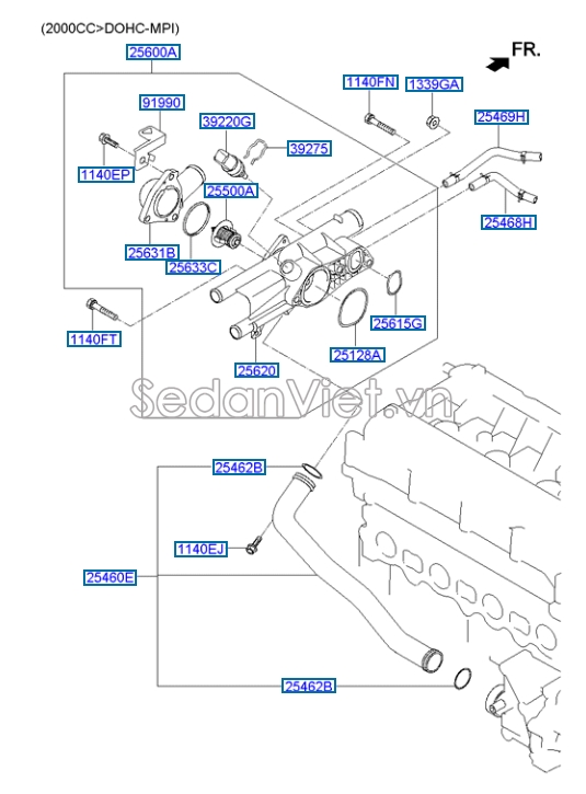 Ống nước sau thân máy bằng sắt KIA Optima 2011-2013