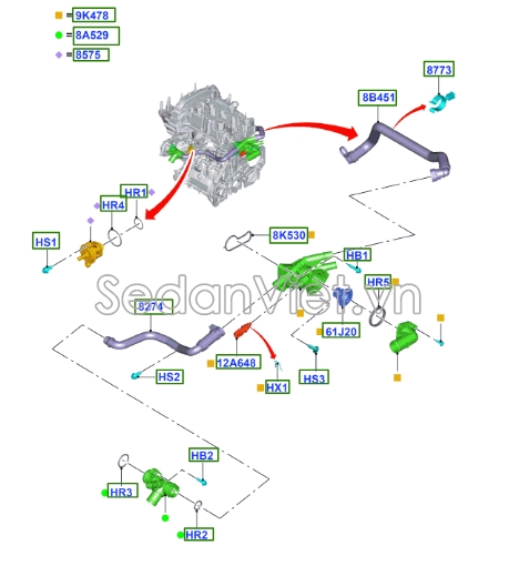 Cảm biến nhiệt độ nước Ford Focus Trend 2017-2019