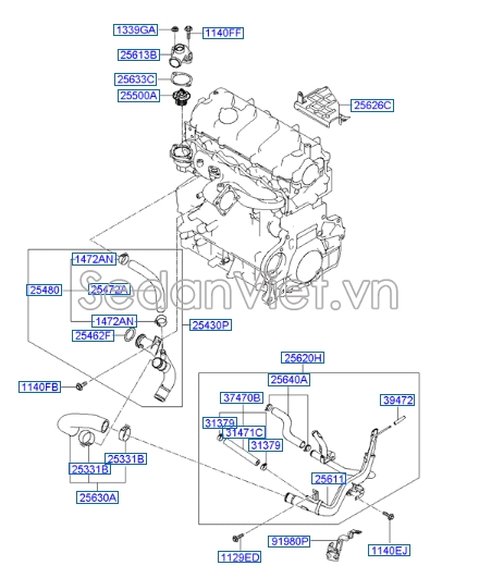 Ống dẫn nước sau Hyundai Santafe 2006-2008