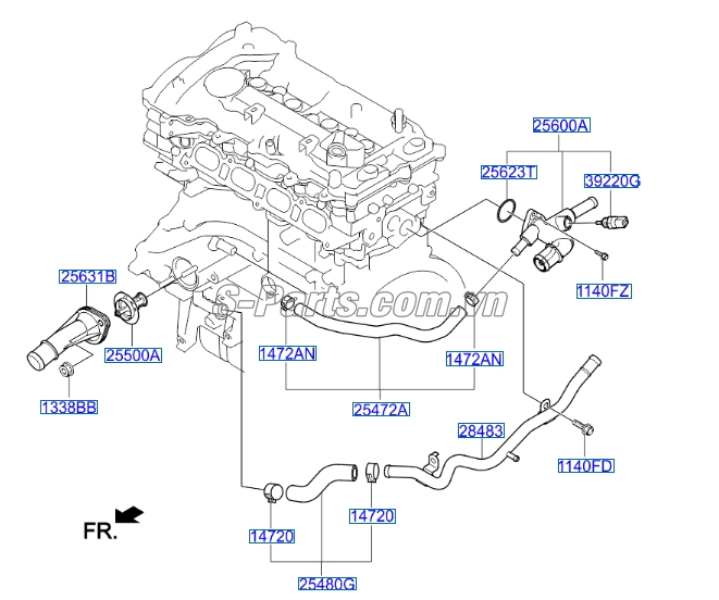 Cảm biến báo nhiệt độ nước Hyundai Santafe 2013-2015