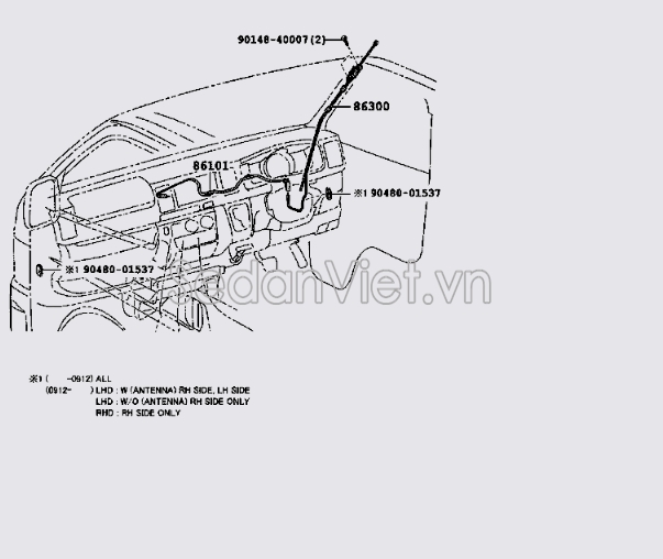 Ăng ten Toyota Hiace 2007-2014