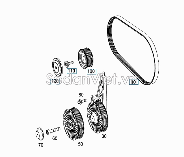 Dây curoa tổng Mercedes-Benz GL450 2001