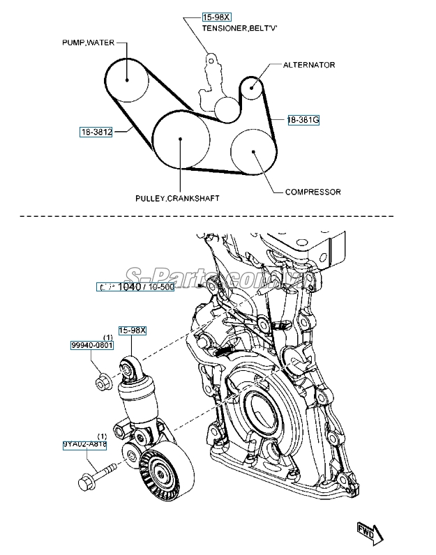 Dây curoa máy phát 6PK952 Mazda 3 2013-2016