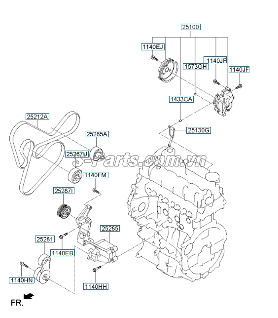 Cụm bi tăng dây curoa tổng KIA New Sorento 2014