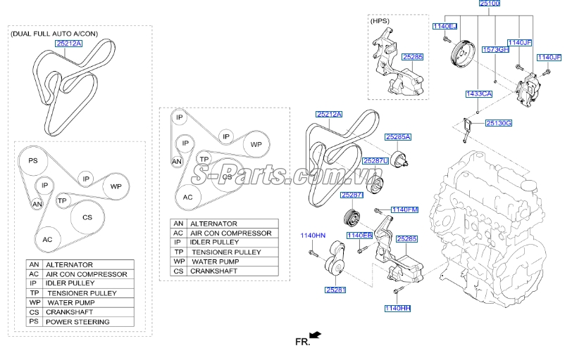 Bi tì dây curoa tổng KIA Sorento 2009-2013