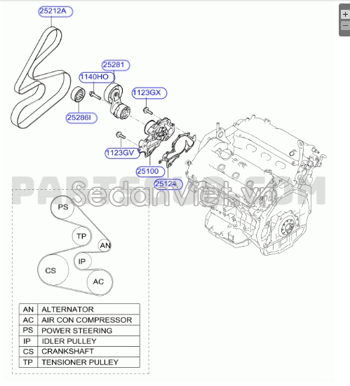 Bơm nước động cơ Hyundai Santafe 2006-2008