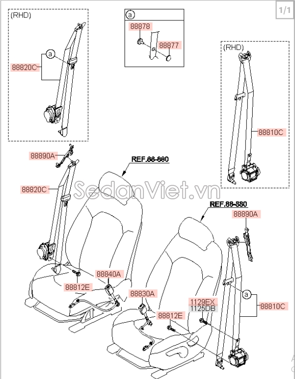 Bộ chỉnh độ cao dây đai an toàn Hyundai i10 Grand 2014-2016