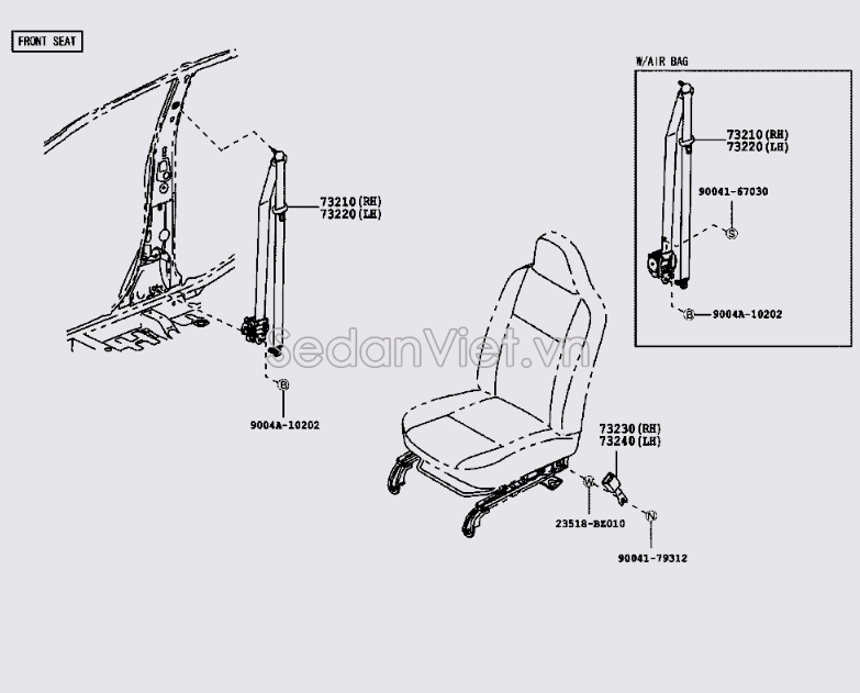 Dây đai an toàn trước phụ Toyota Wigo 2017
