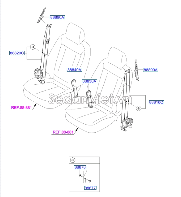Dây bảo hiểm  Hyundai Santafe 2010