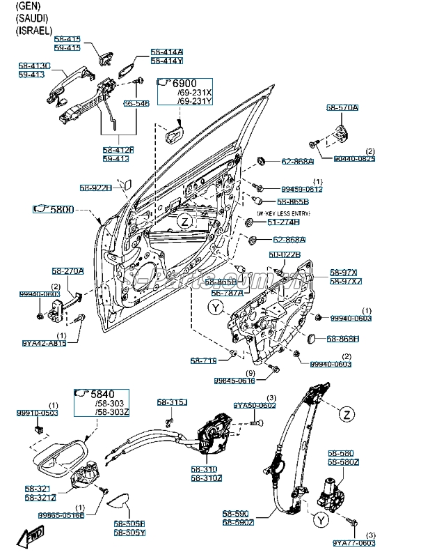 Mô tơ lên xuống kính cửa mazda 6 2014-2016