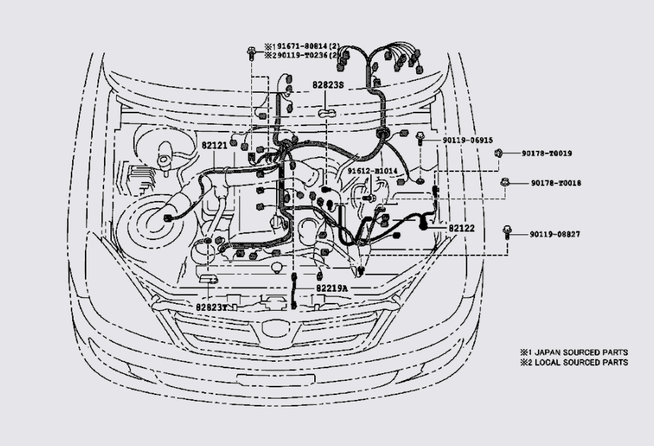 Dây điện khoang động cơ Toyota Innova 2012-2013