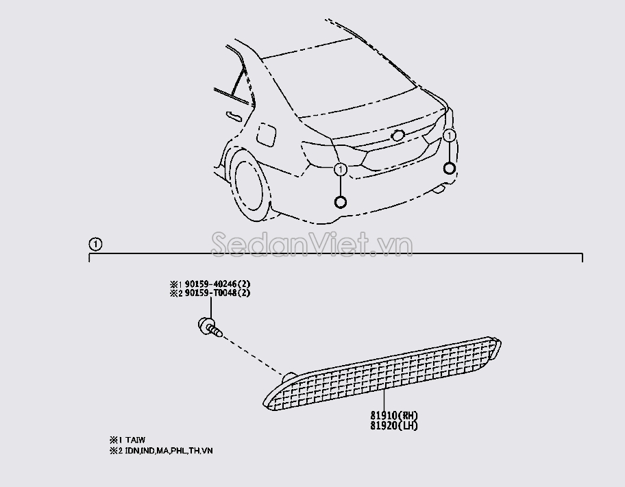 Đèn phản quang cản Toyota Camry 2007-2008