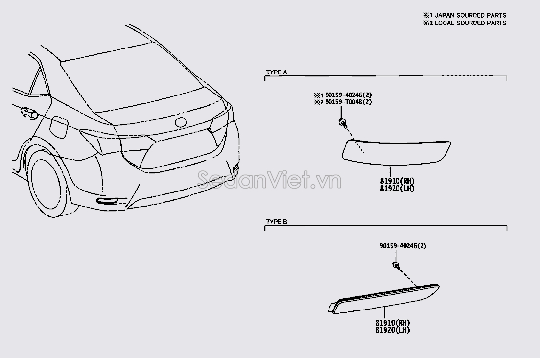 Đèn phản quang cản Toyota Altis New 2017