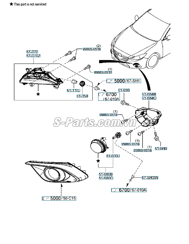 Đèn gầm Mazda 3 2013-2016