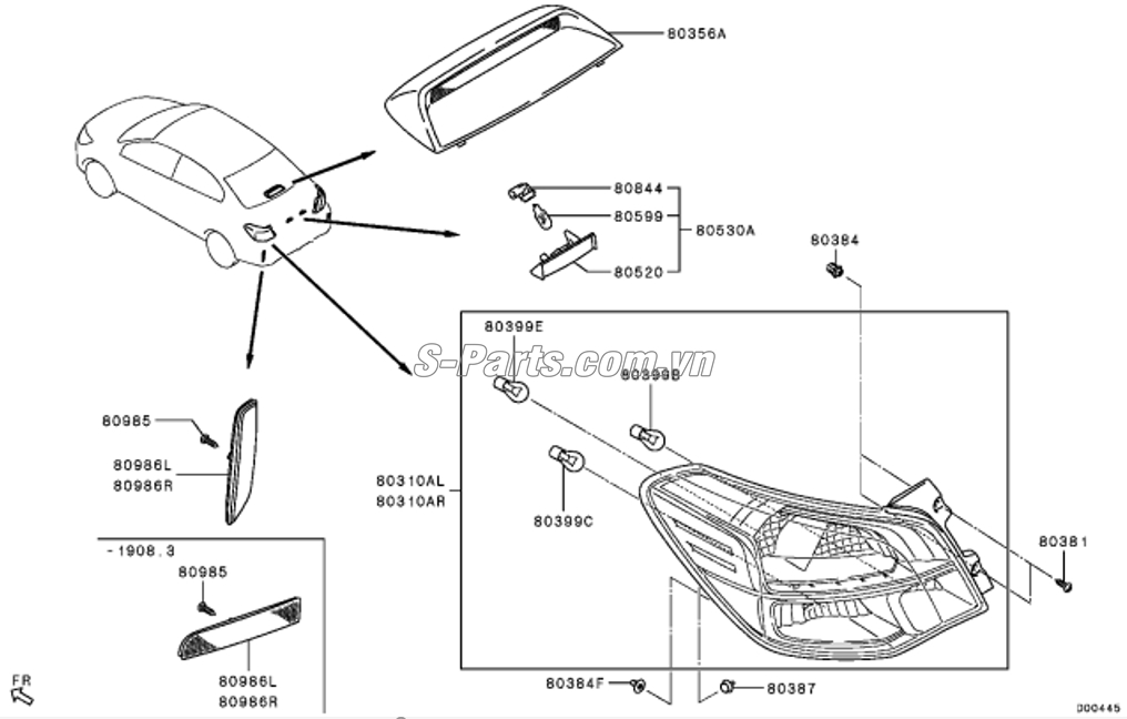 Đèn soi biển số Mitsubishi Attrage 2014-2018