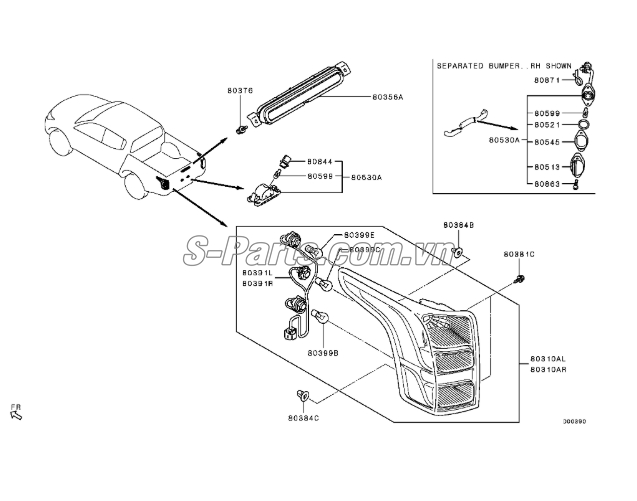 Đèn soi biển số Mitsubishi Triton 2019-2021
