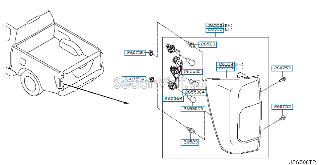 Đèn hậu Nissan Teana 2009-2012