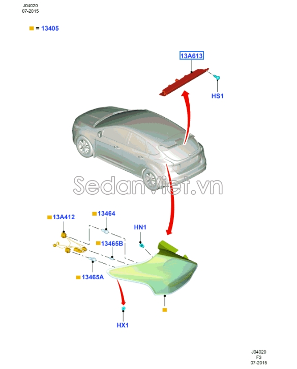 Đèn hậu Ford Focus Trend 2017