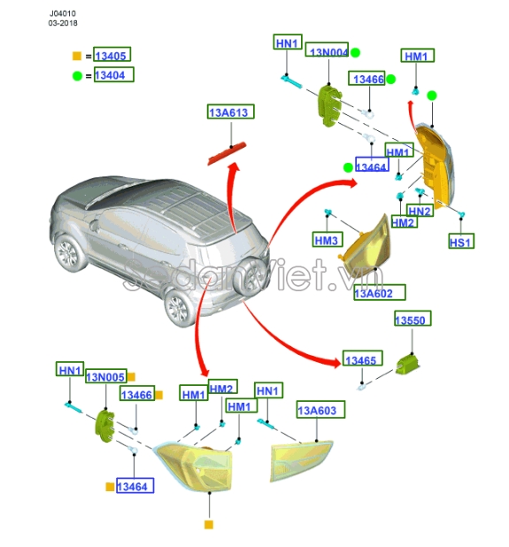 Giá đỡ đèn hậu Ford Ecosport 2013-2016