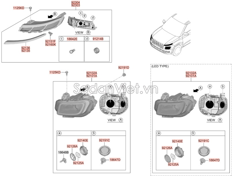 Bóng đèn Hyundai Kona 2018-2020