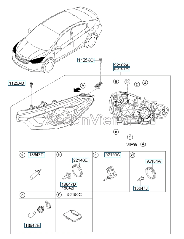 Đèn pha KIA K3 2013-2016