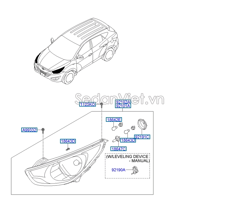 Đèn pha Hyundai Tucson 2010-2012