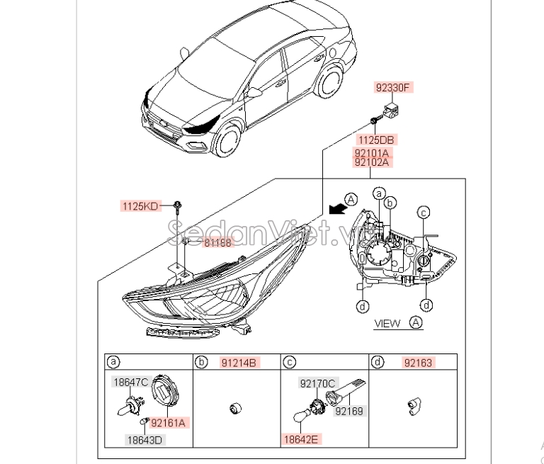 Đèn pha Hyundai Accent 2018