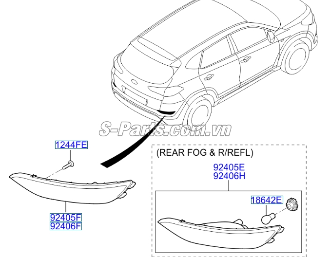 Đèn phản quang cản sau Hyundai Tucson 2015