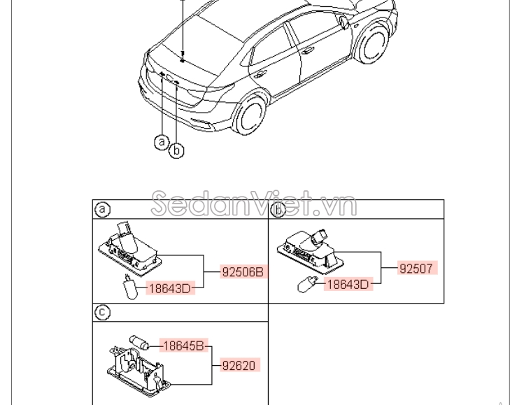 Đèn soi biển số Hyundai Accent 2018