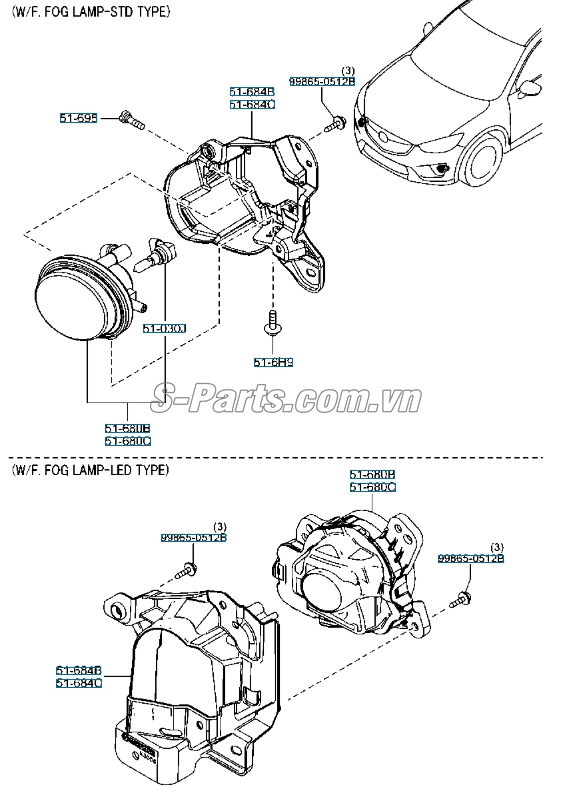 Bóng đèn sương mù 12V 55W Mazda 3 2013-2016
